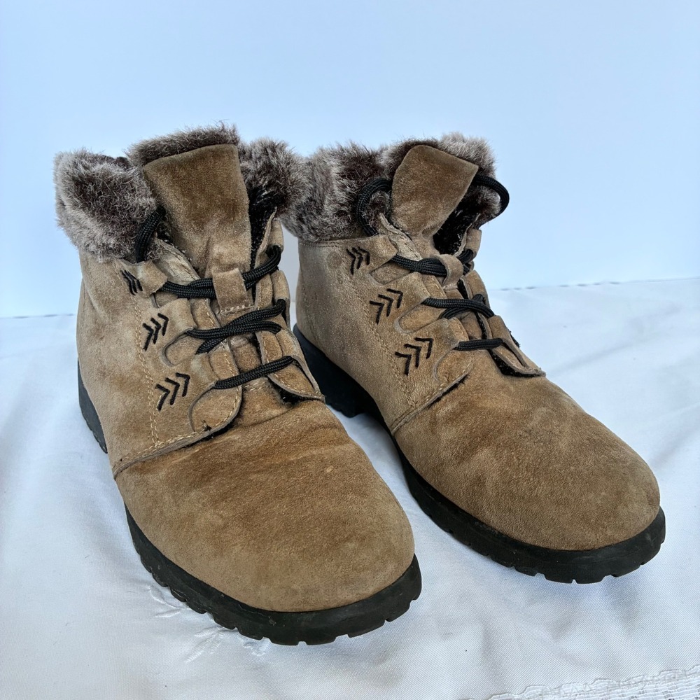 Cobbie Cuddlers Suede Leather Ankle Boots 5 Winter Gorp Snow Cabin Earthy Boho